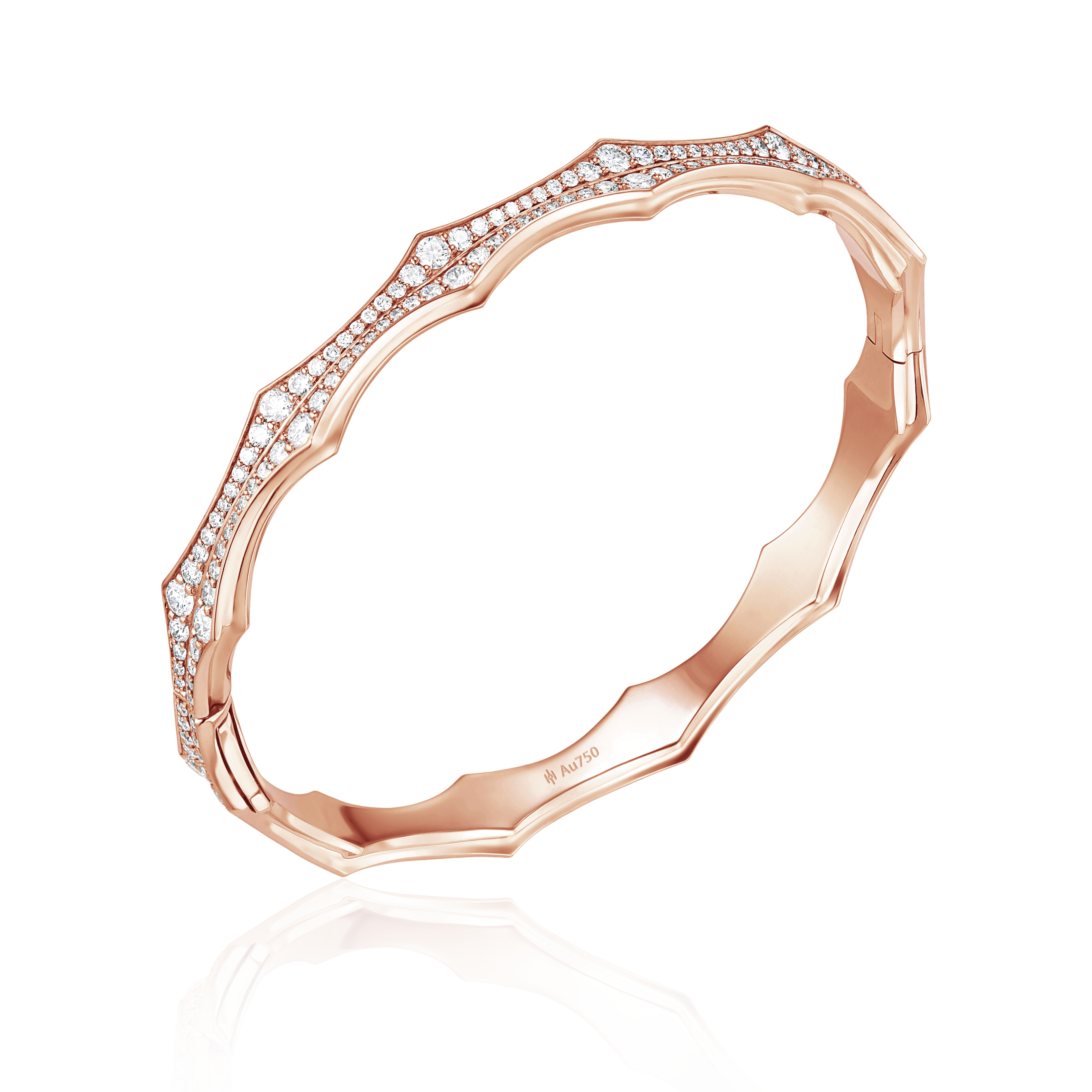 Mace Wide Hinged Bracelet with Diamonds – image 3