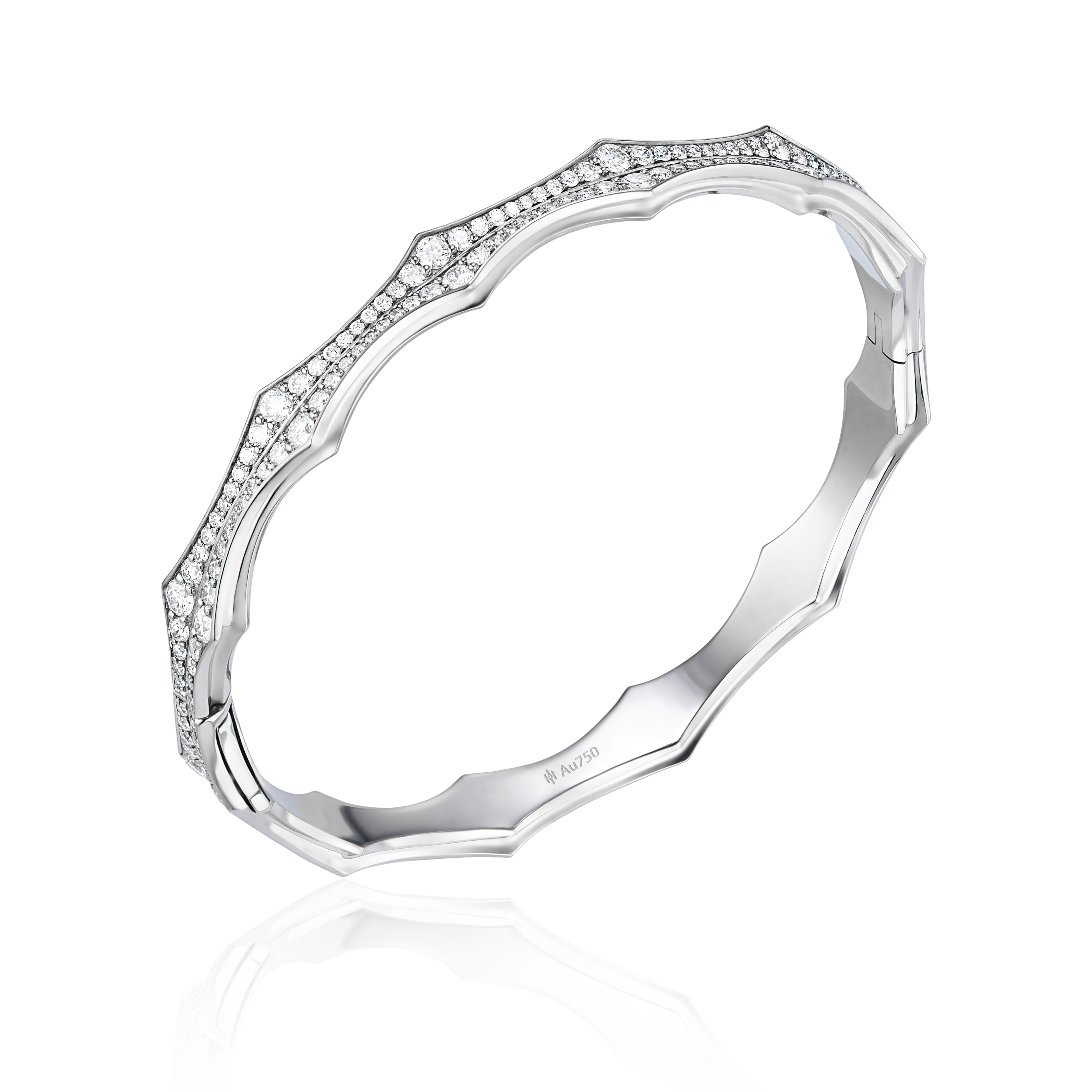 Mace Wide Hinged Bracelet with Diamonds